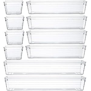 Backerysupply Clear Plastic Drawer Organizer Tray for Vanity Cabinet (Set of 10),Storage Tray for... | Amazon (US)