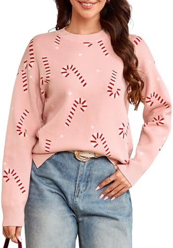 Simplee Womens Christmas Sweaters Long Sleeve Crewneck Oversized Sweater Fashion Winter Knitted P... | Amazon (US)