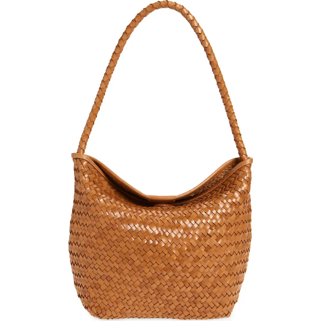 Madewell The Handwoven Leather Shoulder Bag in Light Caramel at Nordstrom | Nordstrom