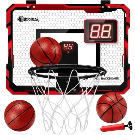 Ayieyill Basketball Hoop Indoor for Kids 15.7" x 11.8" - Automatic Scoring Basketball Hoop Mini Basketball Hoop for Door with 3 Balls, Basketball Toy for Kids Boy Toys Teens Adults | Walmart (US)
