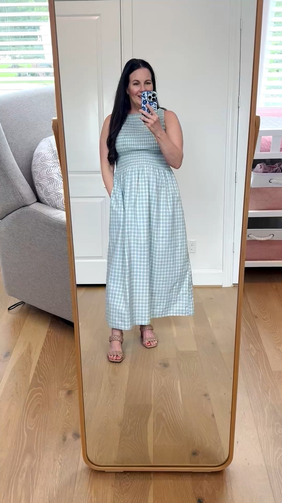 Blue gingham plaid maxi dress of my dreams 💙 This smocked dress is the perfect summer outfit for everything from brunch dates to work outfits, baby showers, vacations, and graduation dresses for spring and summer events. The flattering fit makes it such a cute option for postpartum outfits while still feeling lightweight and comfortable in the heat. Loving the classic blue gingham print and flowy maxi length for an effortless feminine look.

#LTKSeasonal #LTKOver40 #LTKPetite