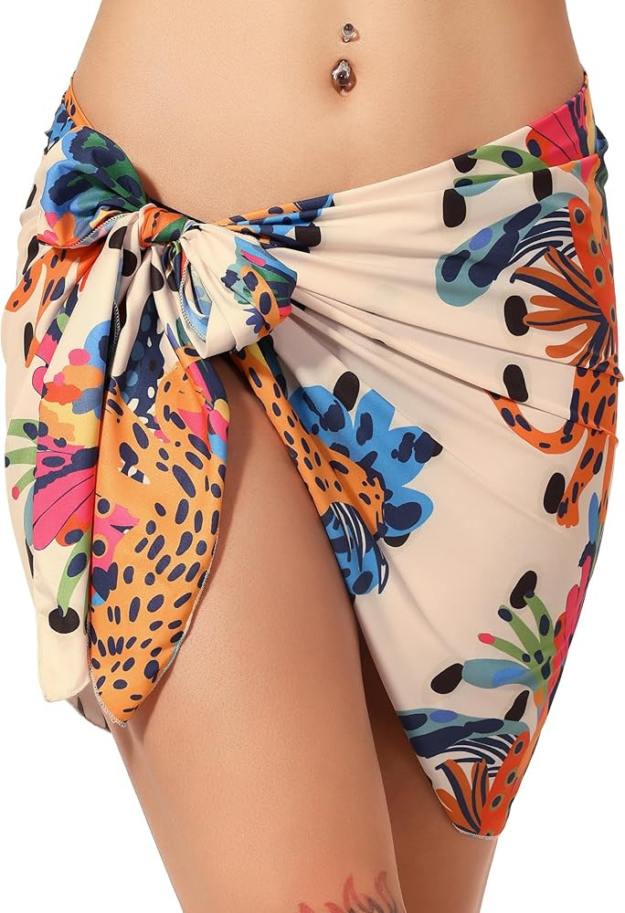 Women Beach Sarong Cover Up Bathing Suit Swimsuit Colorful Bikini Pareo Wraps for Women | Amazon (US)