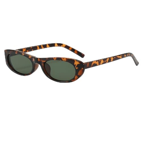 ADE WU Cat Eye Sunglasses for Women Vintage 90s Narrow Cateye Sun Glasses Skinny Oval Frame Sunnies Tortoise shell Green Lens | Amazon (US)