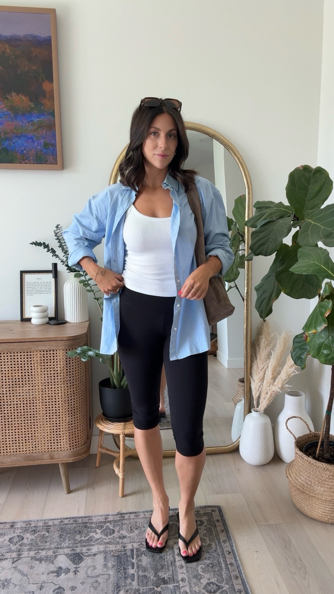 Day two styling Capri pants
Capri are from @Aritzia  size small
Tank top is also Aritzia size small
Button up is from H&M size small
Heels are from Amazon
Bag is from @Quince ￼

#LTKcanada #LTKsummer #LTKstyletip