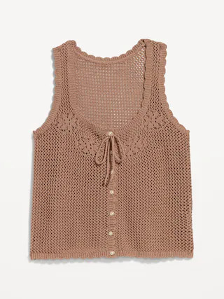 Sleeveless Seaside Cotton Crochet Tank Top | Old Navy (CA)