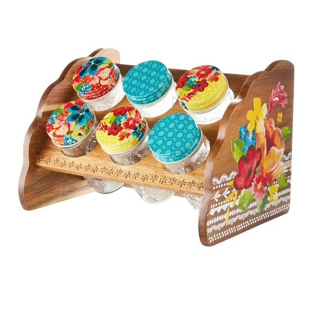 The Pioneer Woman Wildflower Whimsy Six Jar Spice Rack | Walmart (US)