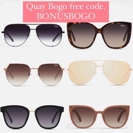 Quay sunglasses bogo free code BONUSBOGO sunglasses, summer, beach, vacation 

#LTKfindsunder50 #LTKswim #LTKsalealert
