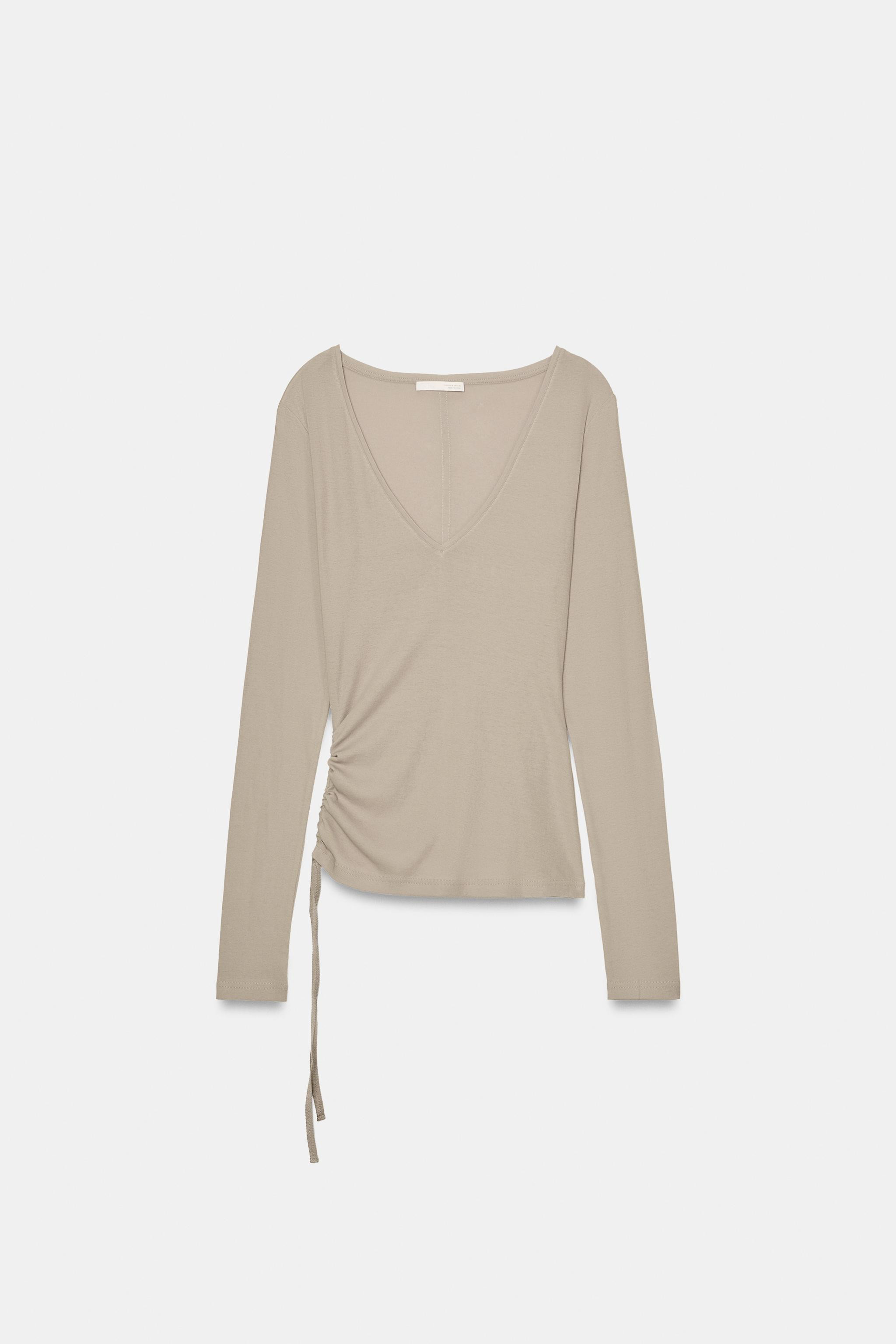 V-NECK T-SHIRT WITH TIES | Zara UK