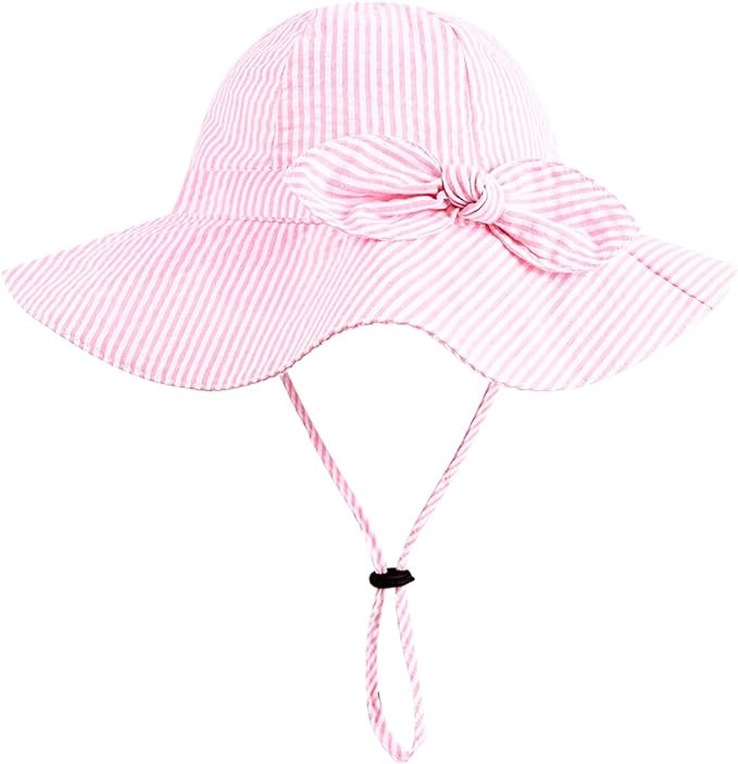 Baby Girl Sun Hat with UPF 50+ Outdoor Adjustable Beach Hat with Wide Brim Bucket Hats | Amazon (US)