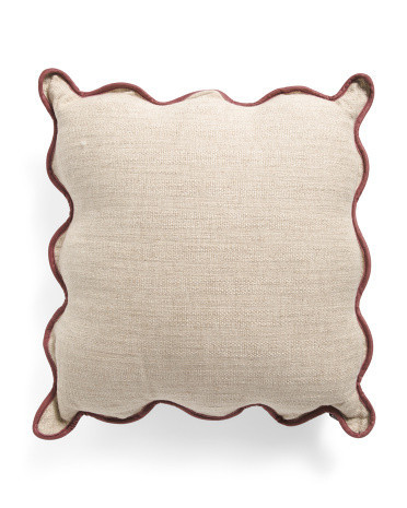 22x22 Velvet Trim Scalloped Pillow | Polyester/Cotton | Marshalls