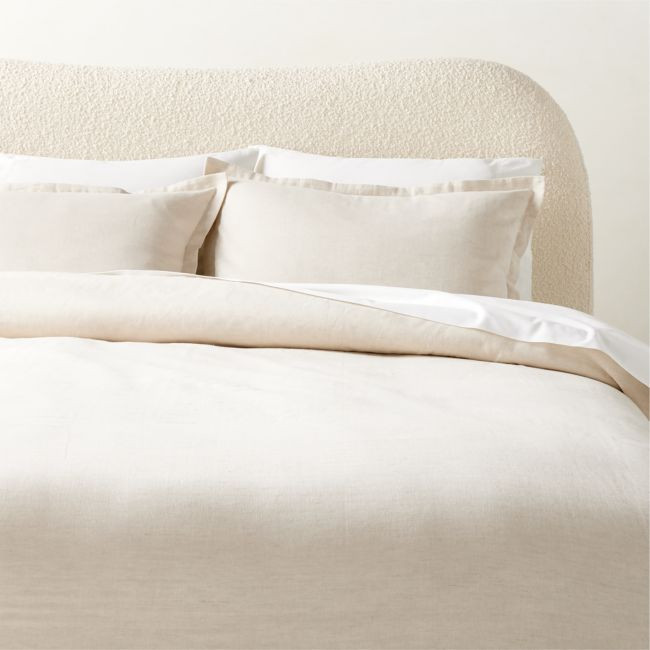Kellen Organic Cotton-Blend Natural Full/Queen Duvet Cover | CB2