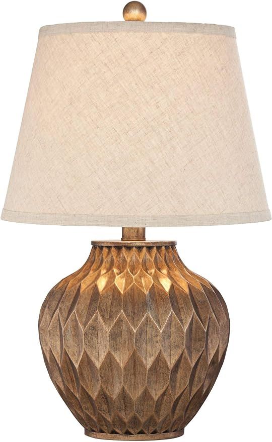 360 Lighting Buckhead Modern Accent Table Lamp 22" High Warm Bronze Brown Geometric Textured Urn ... | Amazon (US)