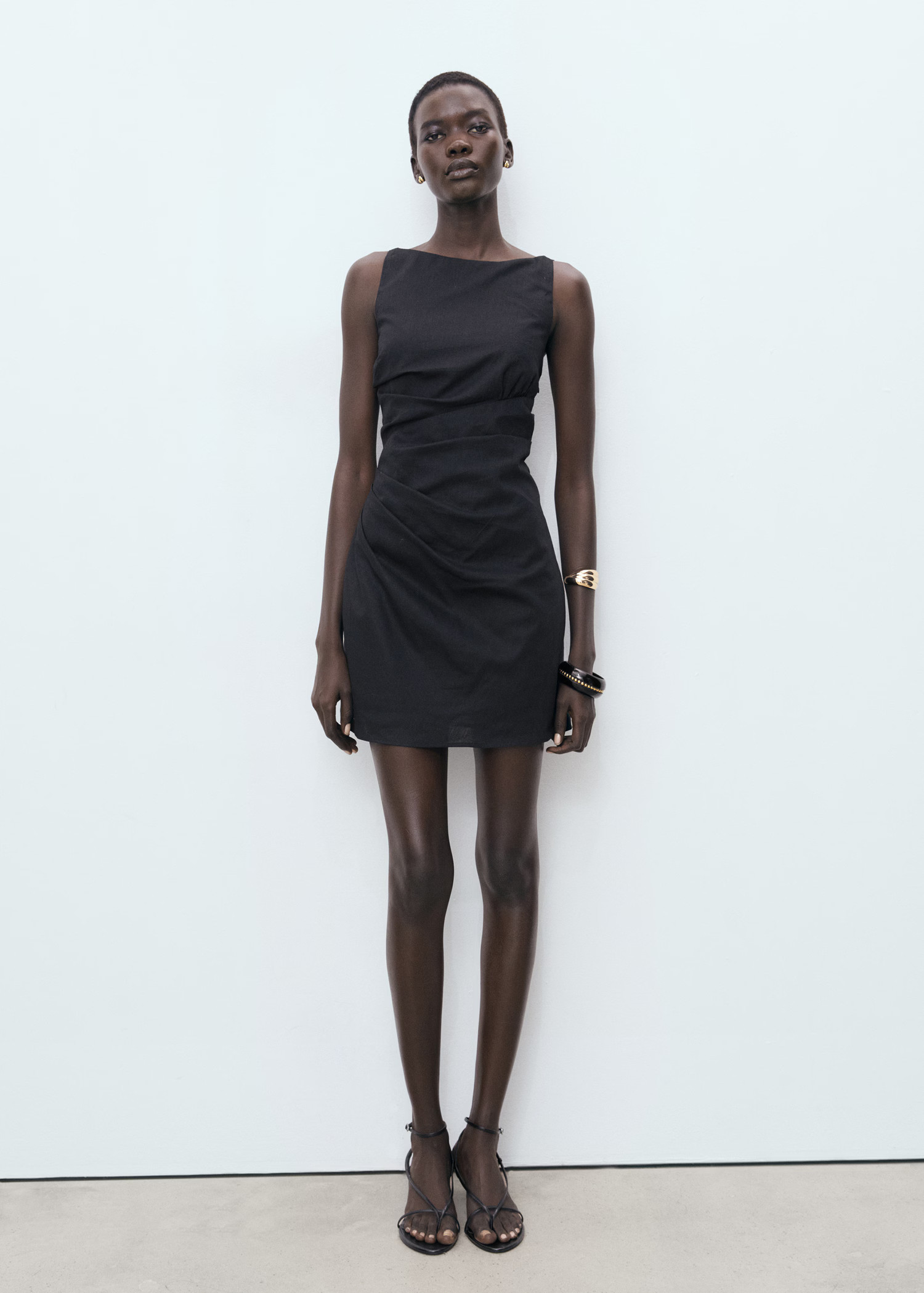 Short draped linen dress - Women | MANGO Canada | Mango Canada