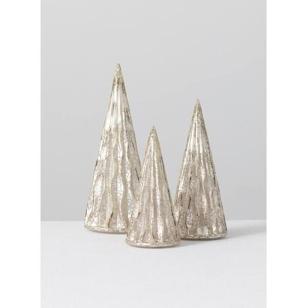 Sullivans Set of 3 Decorative Accent Christmas Tree 9.5"H, 7.5"H & 6.5"H Gold | Bed Bath & Beyond