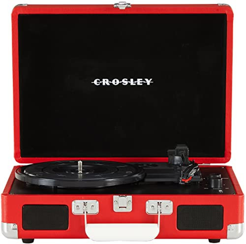 Crosley CR8005DP-RE1 Cruiser Plus Vintage 3-Speed Bluetooth in/Out Suitcase Vinyl Record Player Turntable, Red | Amazon (US)