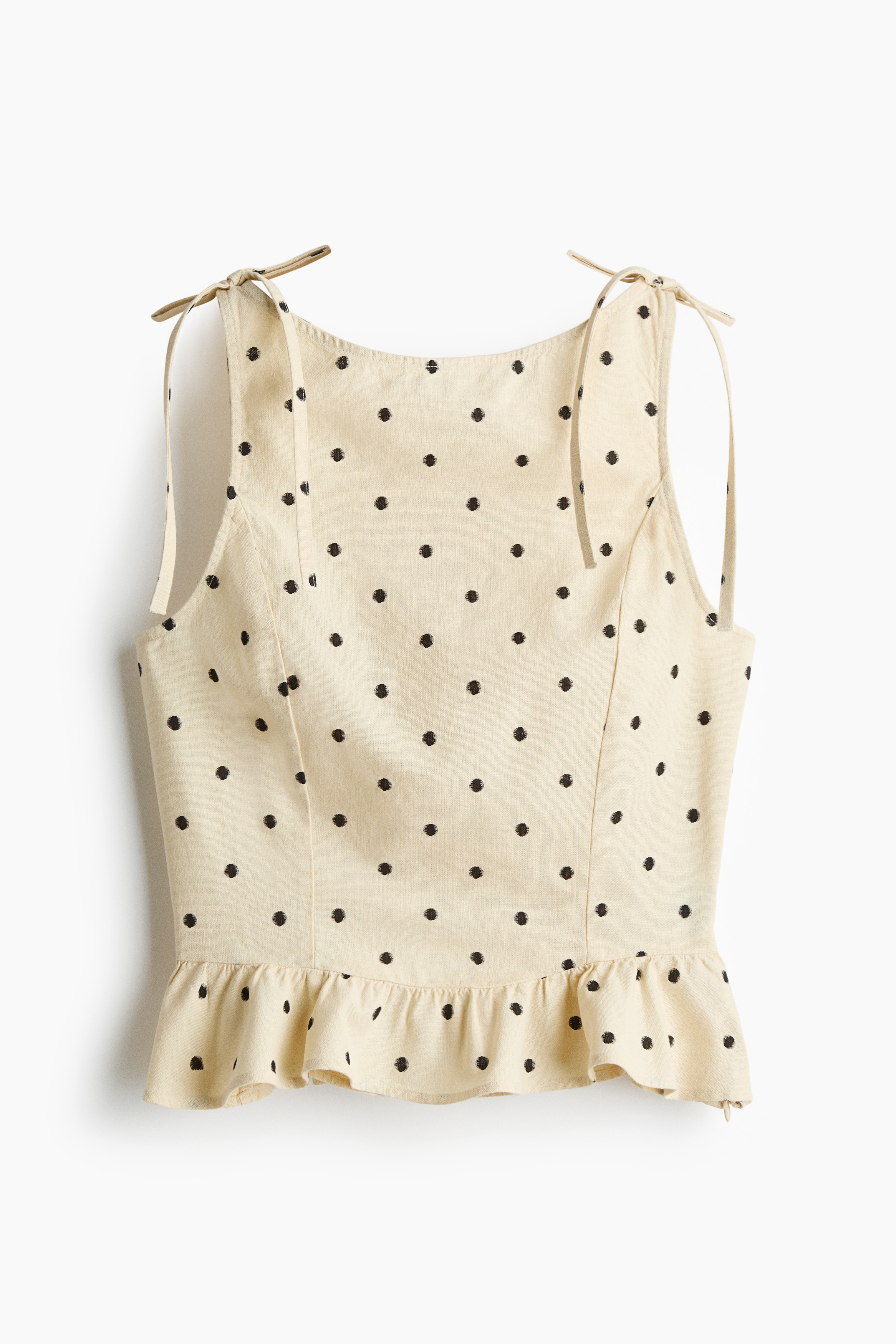 H & M - Linen-Blend Peplum Top - Yellow | H&M (US + CA)