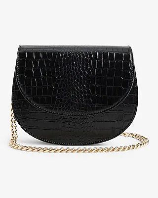 Croc-embossed Faux Leather Saddle Crossbody | Express