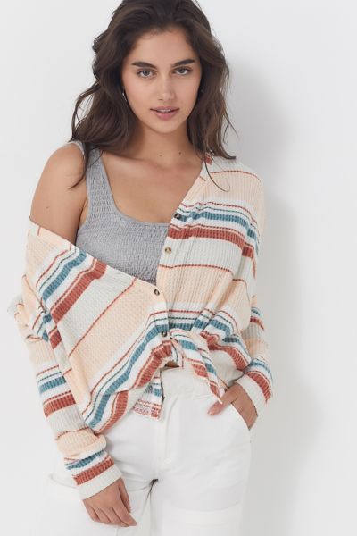 Out From Under Jojo Oversized Thermal Button-Front Top - Assorted XS at Urban Outfitters | Urban Outfitters (US and RoW)