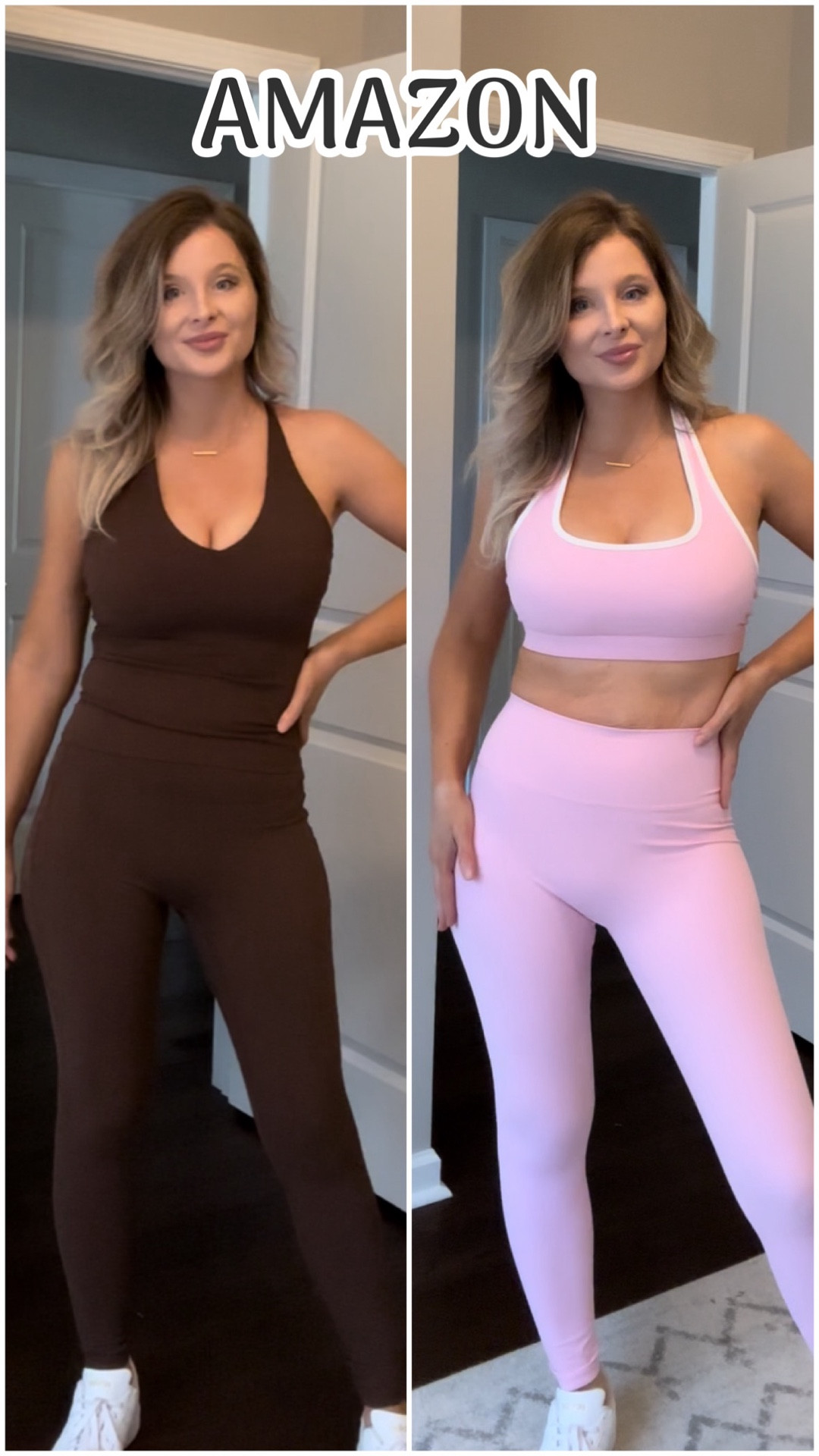 Amazon pink + brown workout sets from OMKAGI 🤎💗
Both come as a full matching set (top + bottom) and the price point is SO good.
Great quality, squat-proof, and super flattering for everyday workouts or athleisure. Busty gals, the tops are only slightly supportive  
Linking both colors!

Search Terms:
Amazon workout set
Amazon activewear
Amazon gym set
OMKAGI workout set
Matching workout set
Athleisure outfit
Pink workout set
Brown workout set
Workout clothes for women
Affordable activewear
Amazon finds activewear
Cute gym outfits
Two piece workout set


#LTKmomlife #LTKActive #LTKfitnessgoals