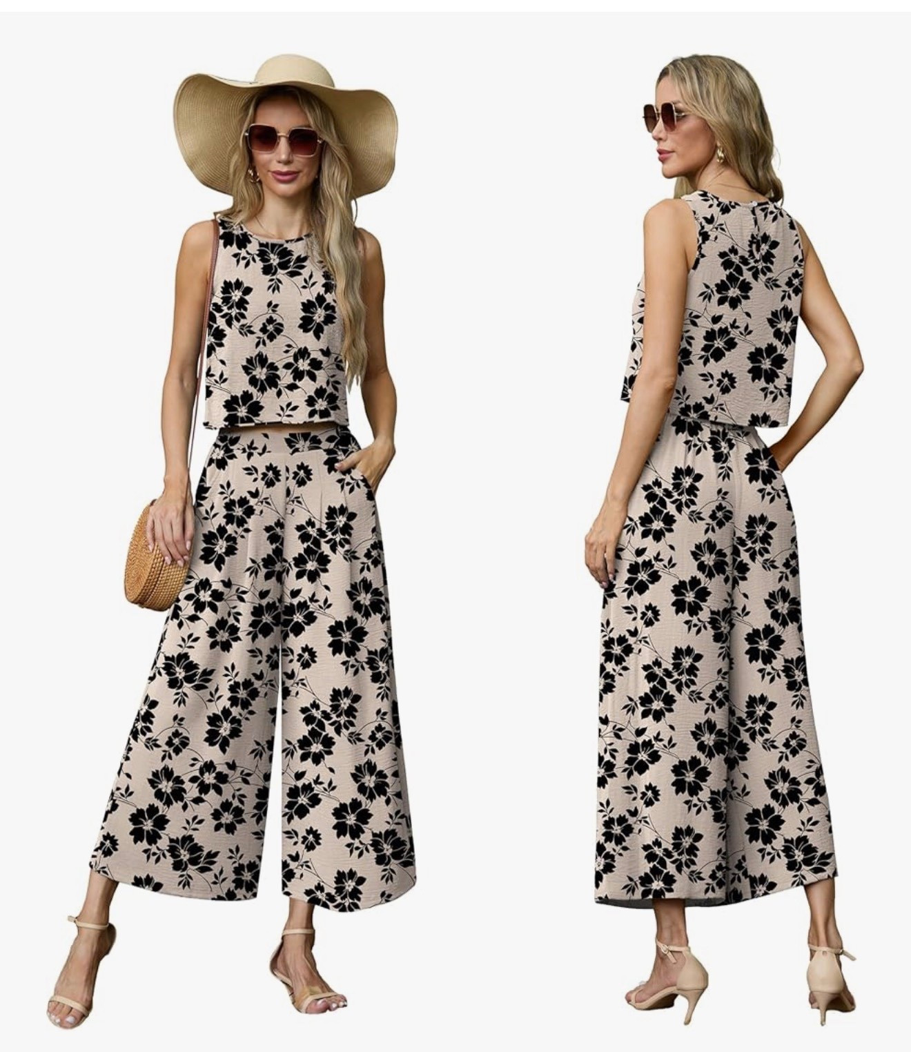 Summer 2 Piece Outfits Sleeveless Crop Top Flowy Wide Leg Pants Matching Sets Vacation Beach Travel Outfits

#LTKSaleAlert #LTKootd #LTKTravel