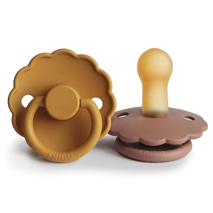 FRIGG Daisy Natural Rubber Baby Pacifier | Made in Denmark | BPA-Free (Rose Gold/Honey Gold, 6-18... | Amazon (US)