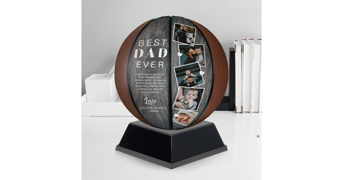 Best Dad Ever Woodgrain Fathers Day Photo Collage  Basketball | Zazzle | Zazzle