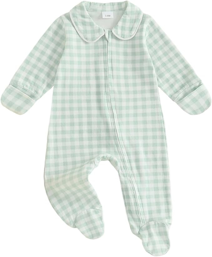Seyurigaoka Newborn Baby Boy Girl Romper Long Sleeve Zipper Jumpsuit | Amazon (US)