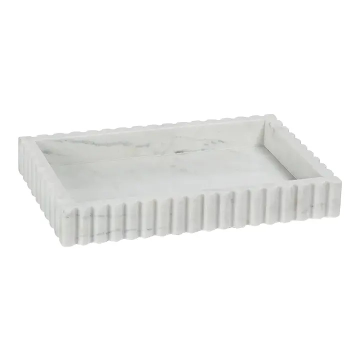 Calabria Scalloped Vanity Marble Tray, Small | Chairish