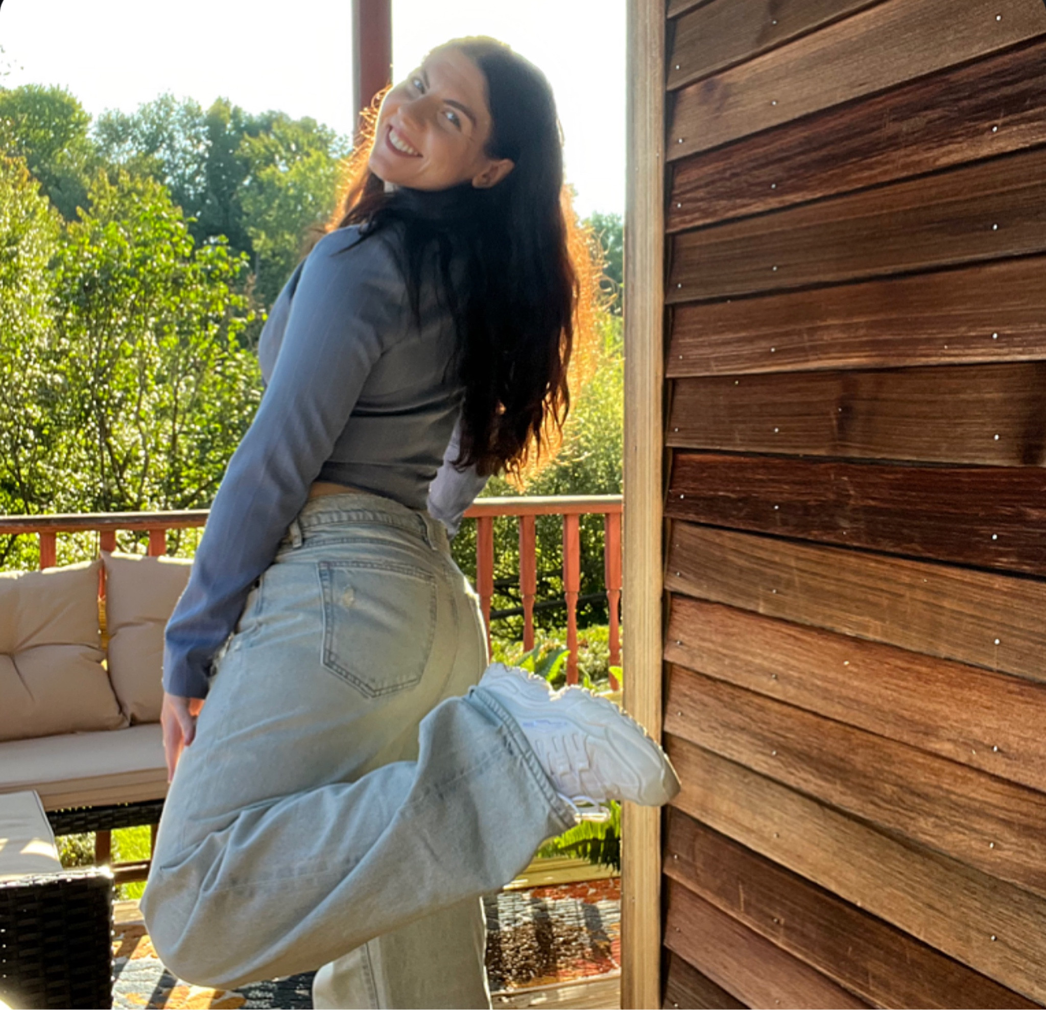 sunshine, smiles, and the perfect casual-chic combo for a day outdoors! i’m obsessed with how effortlessly cool baggy jeans pair with a cropped blazer, giving off those relaxed yet polished vibes. and of course, my white chunky sneakers are the ultimate finishing touch for comfort and style. there’s just something about this look that makes me feel confident and carefree, ready to take on whatever the day brings. here’s to enjoying the golden hour and making the most of these beautiful late summer moments!

#TheBanannieDiaries 
#GoldenHourGlow #BaggyJeans #CroppedBlazer #ChunkySneakers #CasualChic #SummerStyle #EffortlessOutfits #FashionInspo #WeekendVibes #OutdoorFashion #RelaxedLook #StyleAndComfort #SunnyDays #LateSummerFeels #OOTD #WardrobeFavorites #SimpleButStylish #BackyardChill #FashionDiaries

#LTKStyleTip #LTKSeasonal #LTKNYFW