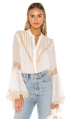Divine Heritage Bell Sleeve Blouse in Ivory & Tea from Revolve.com | Revolve Clothing (Global)