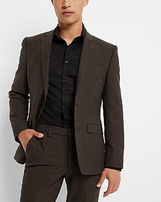 Extra Slim Brown Houndstooth Wool-Blend Suit Jacket | Express