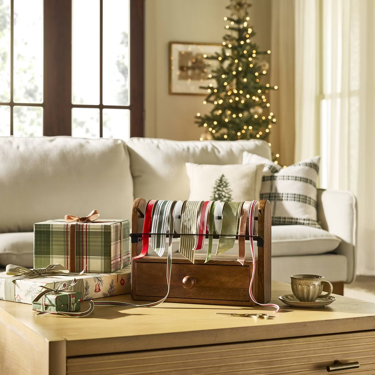 3ct Red Velvet and Mixed Stripe Christmas Gift Ribbon 45ft - Hearth & Hand™ with Magnolia: Poly... | Target