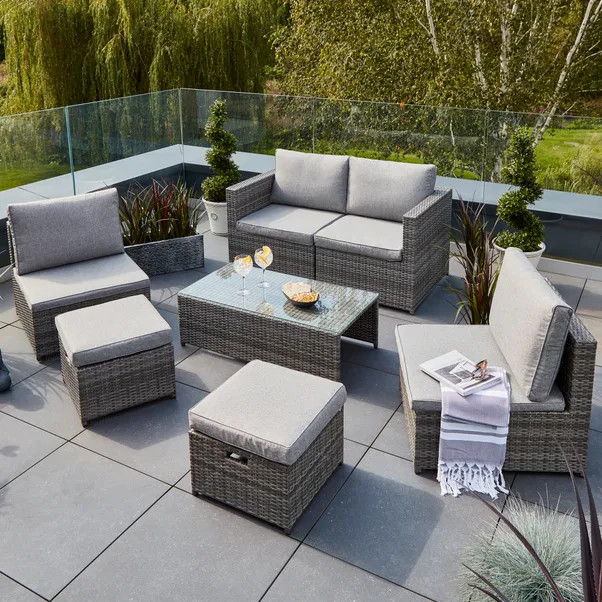Cancun 4 Seater Rattan Grey Modular Sofa Set | Dunelm (migrated)
