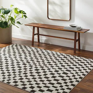 Freud Optical Illusion Checkered Area Rug - 9'2" x 12' - Cream/Black | Bed Bath & Beyond