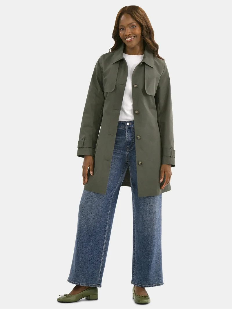 Time and Tru Women's Belted Trench Coat, Midweight, Sizes XS-2X | Walmart (US)