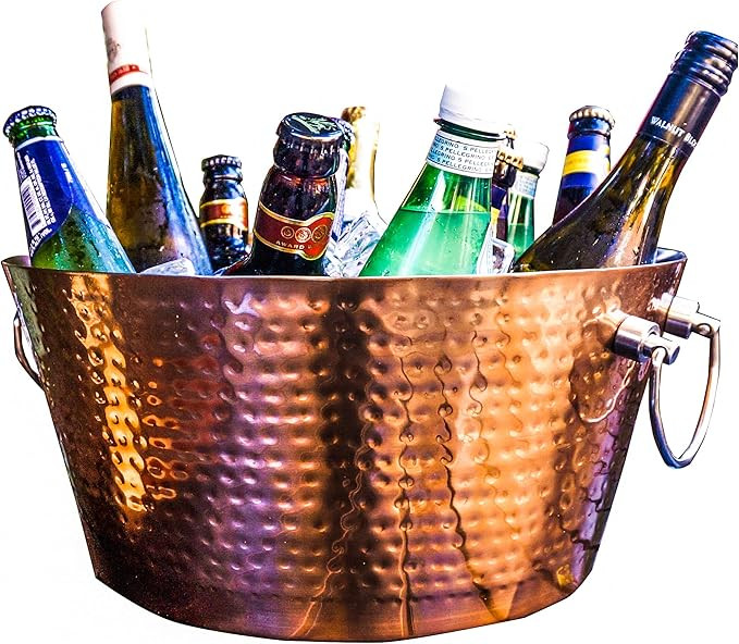 BREKX Rose Copper Stainless-Steel Beverage Tub, Double-Walled Insulated Anchored 8-Bottle Wine Bu... | Amazon (US)