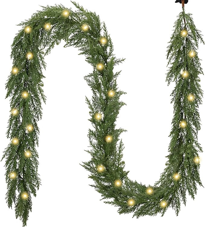 Valery Madelyn 9ft Real Tough Christmas Garland for Mantle, Lighted Artificial Norfolk Pine Cedar... | Amazon (US)
