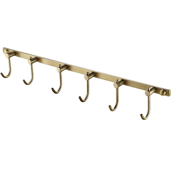 Antique Brass Hook Rack with 6 Brushed Hooks-Bathroom Towels & Coat Rack, Vintage Wall Mounted De... | Wayfair North America