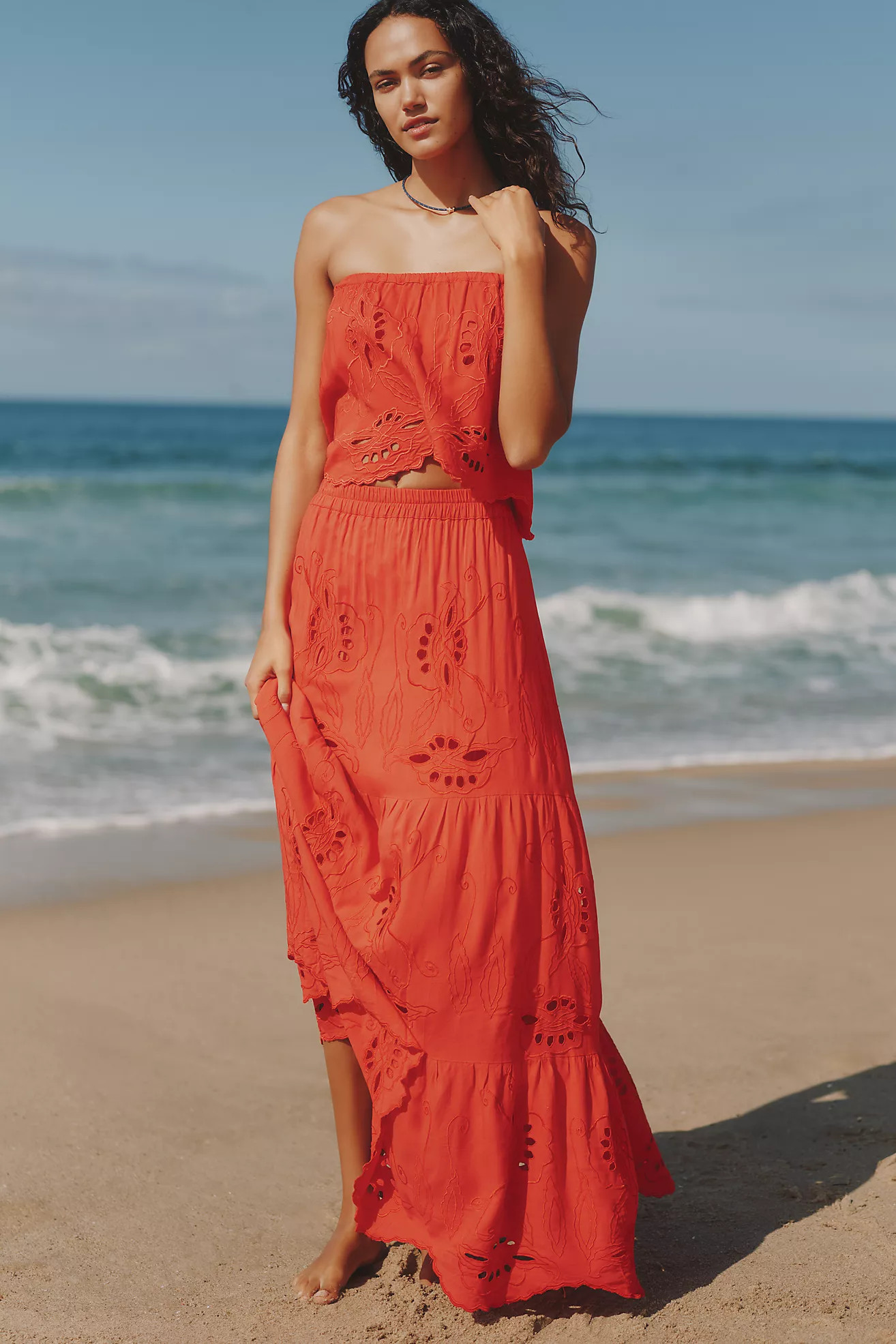 Tiare Hawaii Heliconia Eyelet Maxi Skirt | Anthropologie (US)
