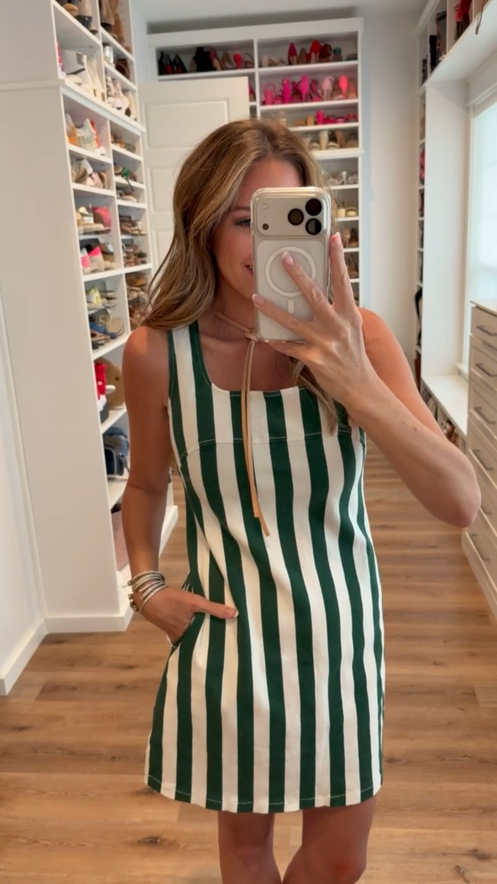 My Masters ootd! In a small stripe denim mini dress, sandals, hat and accessories- fits tts.

#LTKgrwm #LTKootd #LTKSeasonal