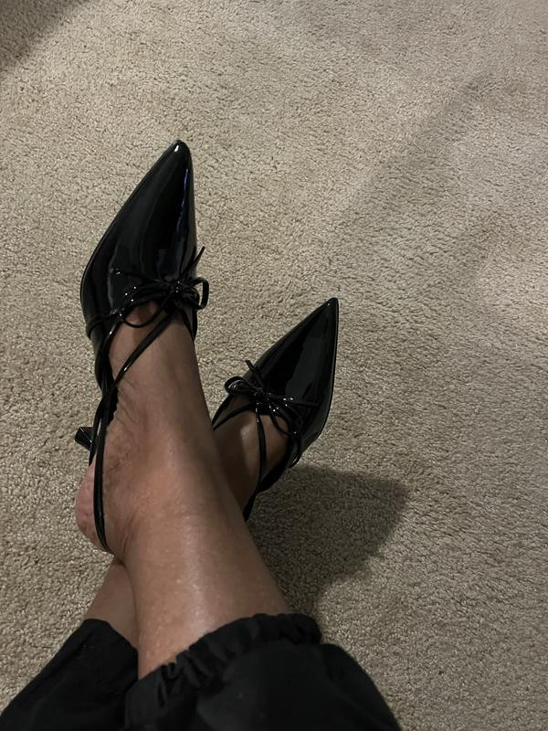 Madden Girl Women's Vixen Bow Slingback Kitten Heel Pumps - Bronze Foil | Macy's