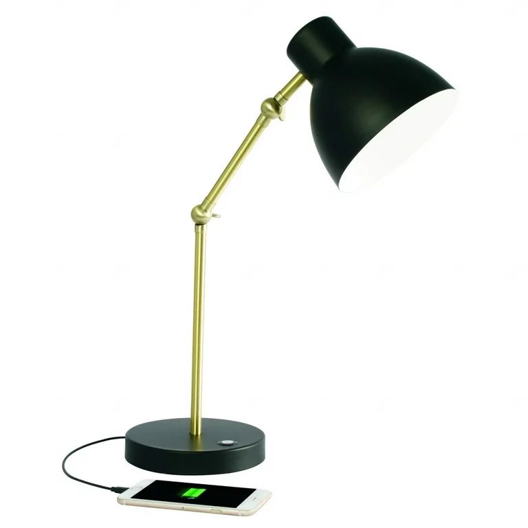 Homeroots Matte Black and Gold Mod LED Adjustable Desk Lamp / EA | Walmart (US)