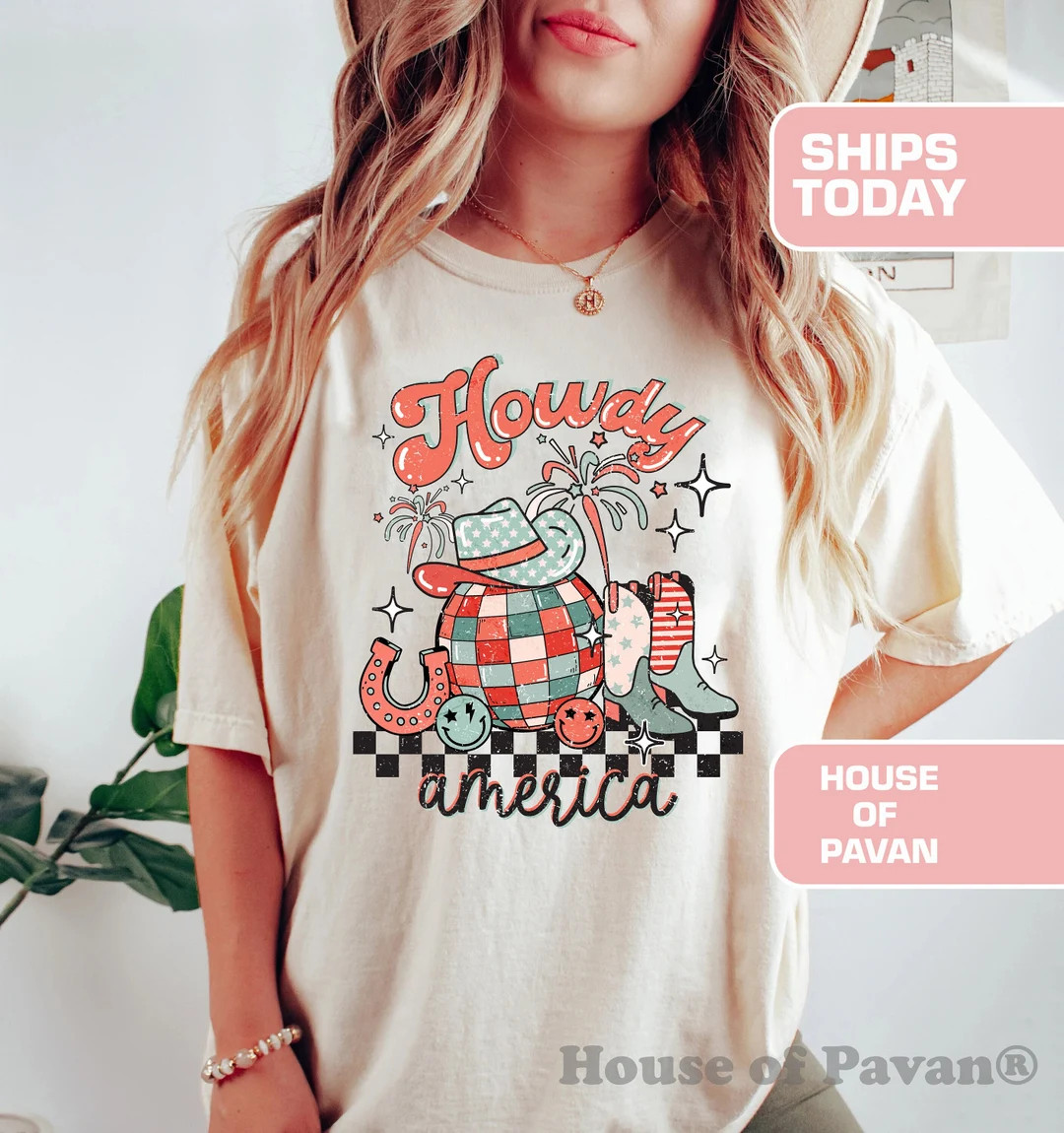 Howdy American, Western Shirt, Cute Shirt, Western Graphic, for Women, Red White & Blue, 4th of J... | Etsy (US)