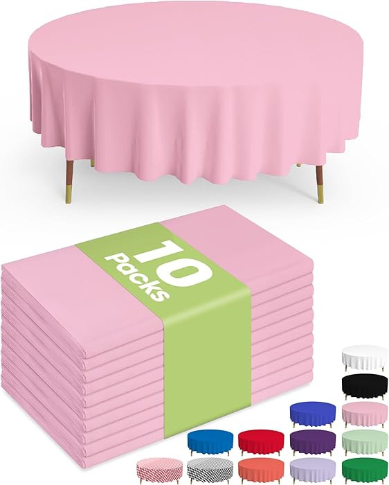 Pureegg Plastic Table Cloth Disposable 10 Pack, 84'' Round Table Cloths, Easter Party, Valentines... | Amazon (US)
