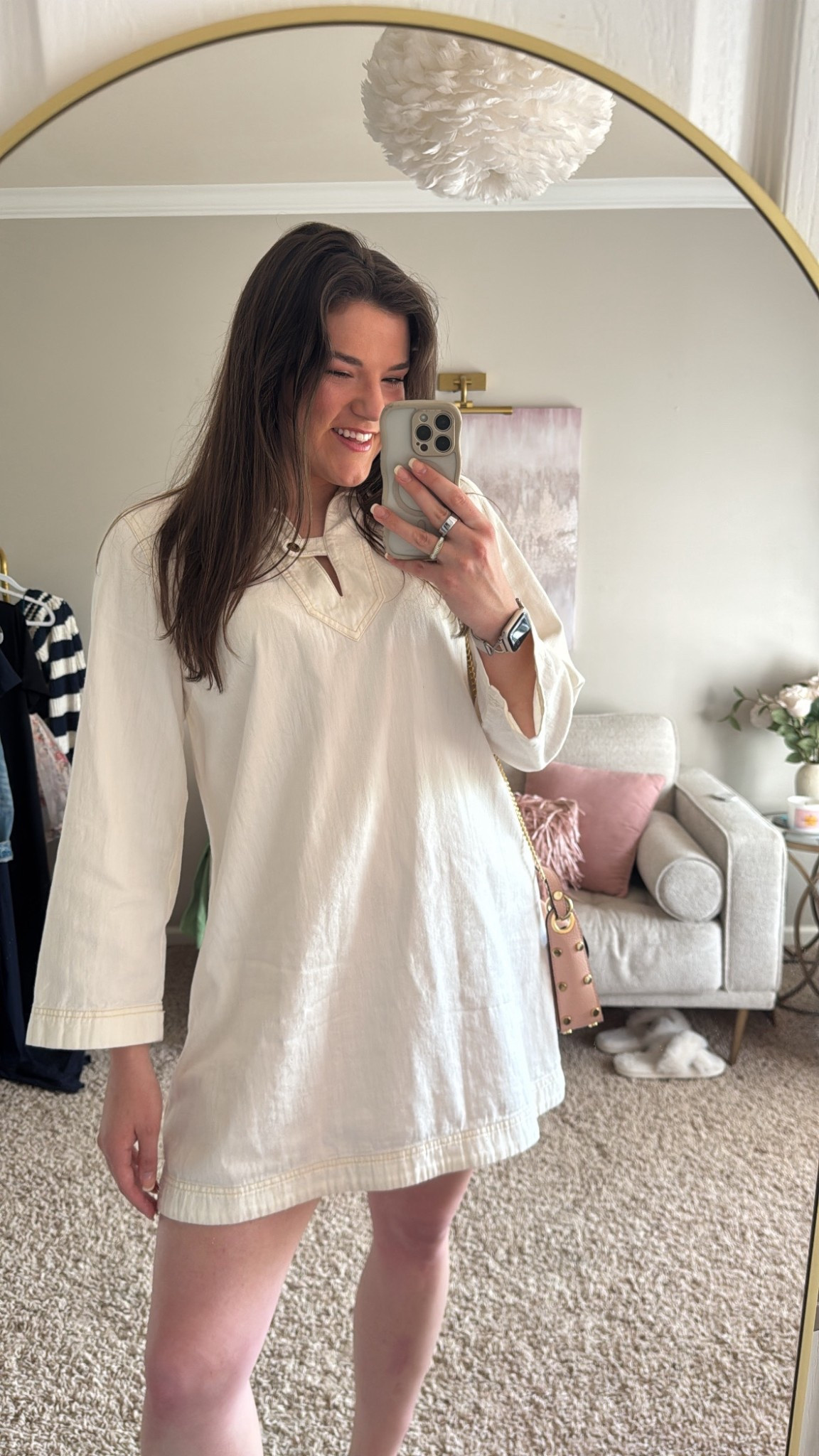 Cute cream work dress from Old Navy - under $25 rn!!🤍✨ I’m tall but ordered size regular and the length is perfect!

#LTKSeasonal #LTKWorkwear #LTKootd