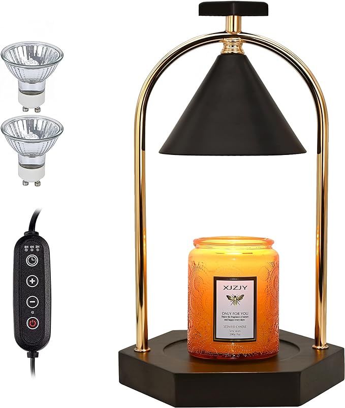 XJZJY Candle Warmer Lamp with 2 Bulbs,Electric Candle Lamp Warmer with Timer,Gifts for Candle Lov... | Amazon (US)