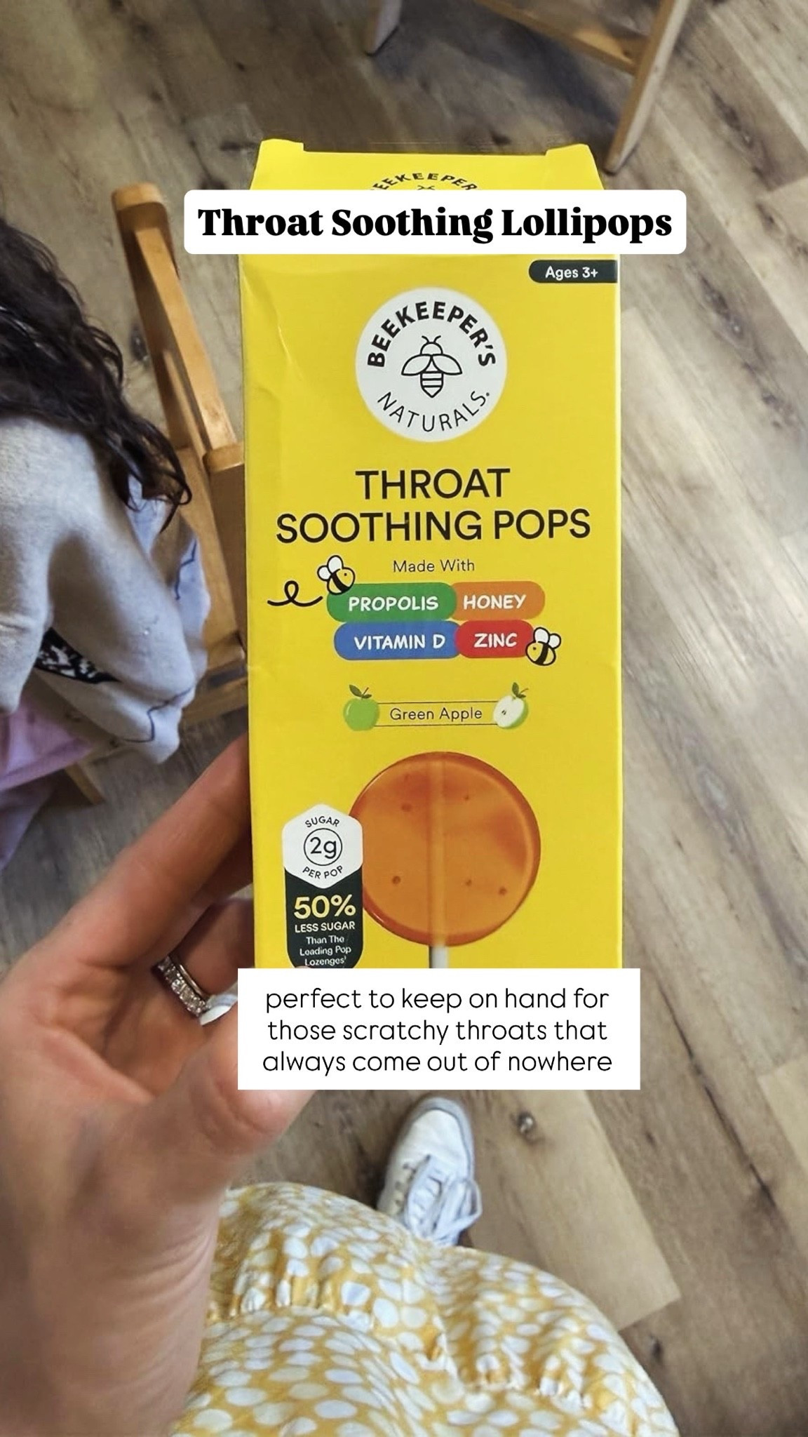 These throat soothing pops are the best to keep on hand for a scratchy throat. Truly a win all around with the kids!