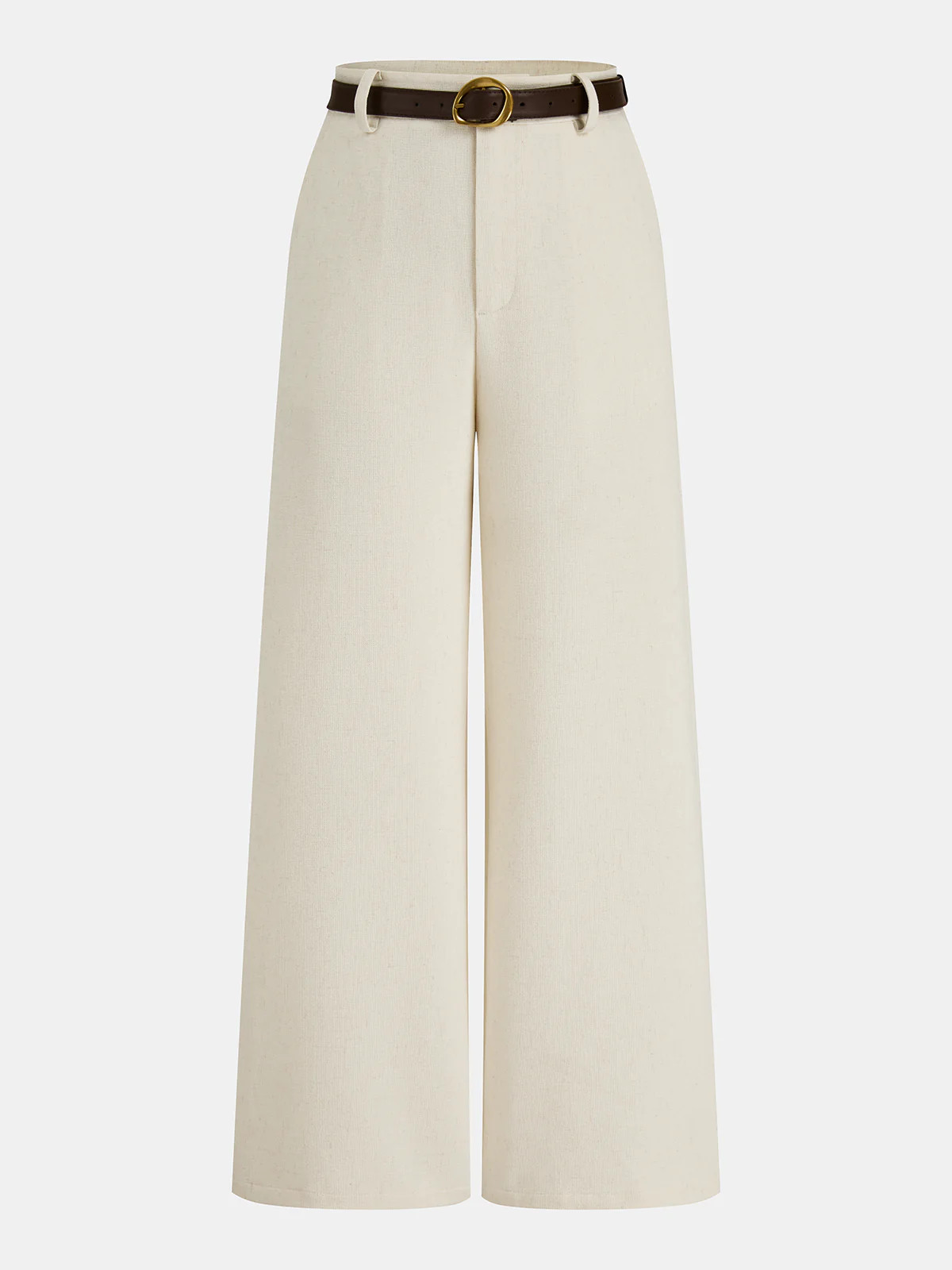 Belted Linen-Blend Wide-Leg Pants | Commense