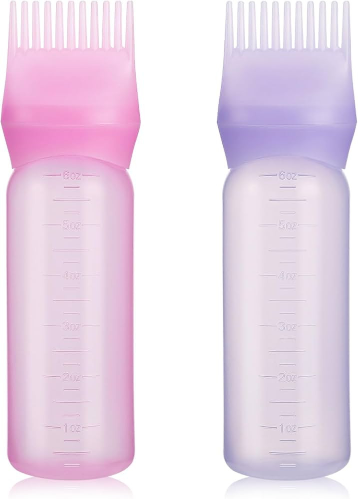 Pimoys 2 Pack Root Comb Applicator Bottle 6 Ounce Oil Applicator for Hair Dye, Hair Oiling Applic... | Amazon (US)