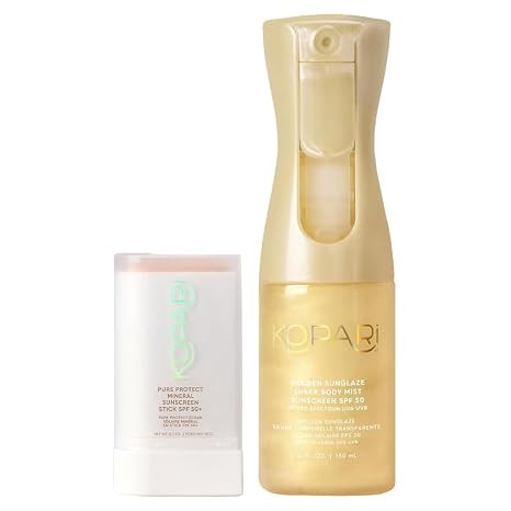 Kopari Pure Protect 100% Mineral Sunscreen Stick SPF 50+ & Golden Sunglaze Sheer Body Mist Sunscr... | Amazon (US)